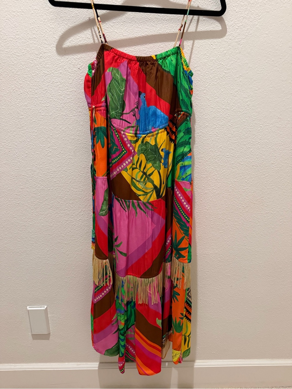 FARM Rio Multicolor Tropical Patchwork Midi Dress